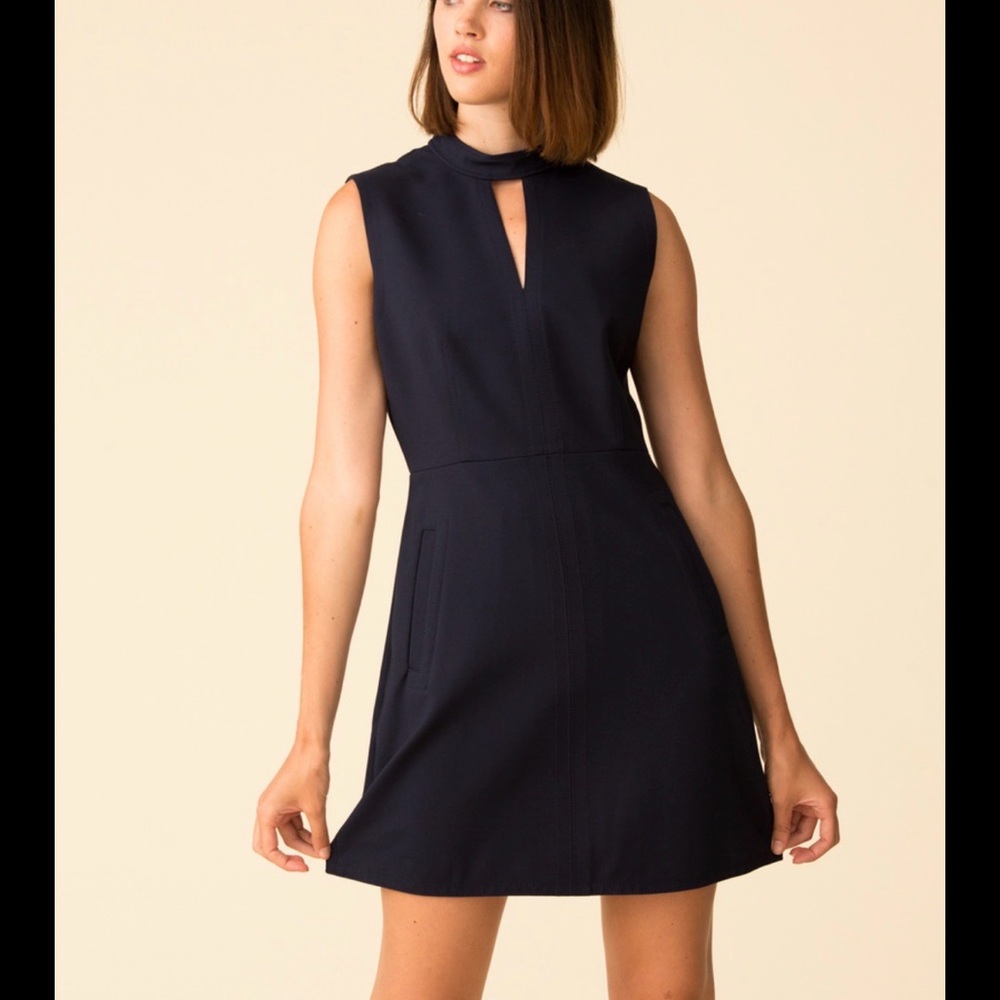 Tibi Navy Keyhole Mini Dress